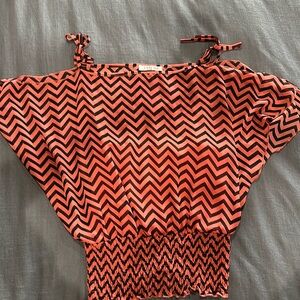 Orange/Black - size M - Chevron print shirt